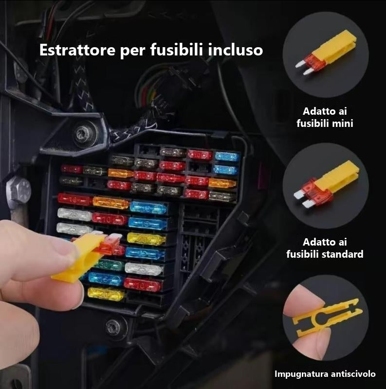 Protezione Sovraccarico Fusibili Auto Zincati Set Colorato 306 Pezzi