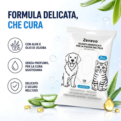 Confezione da 6 - Guanti per lavare cani e gatti