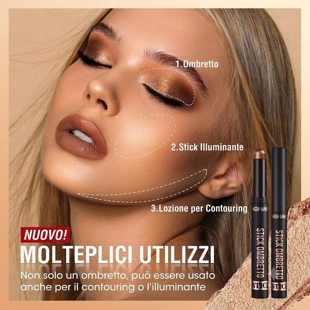Ombretti Mat e Luminosi in Stick 8 Pezzi Waterproof Pigmentati