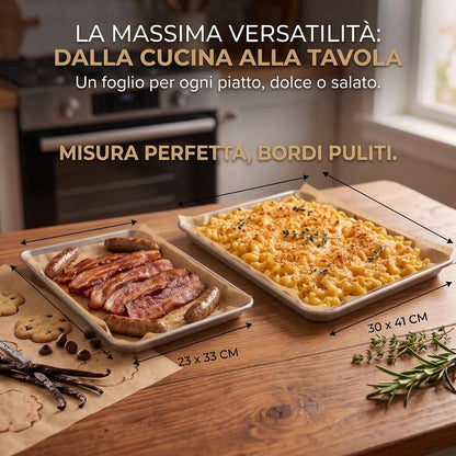 Foglio Carta Forno Antiaderente Rettangolare 100 Pz Resistenti (20 × 25 cm)