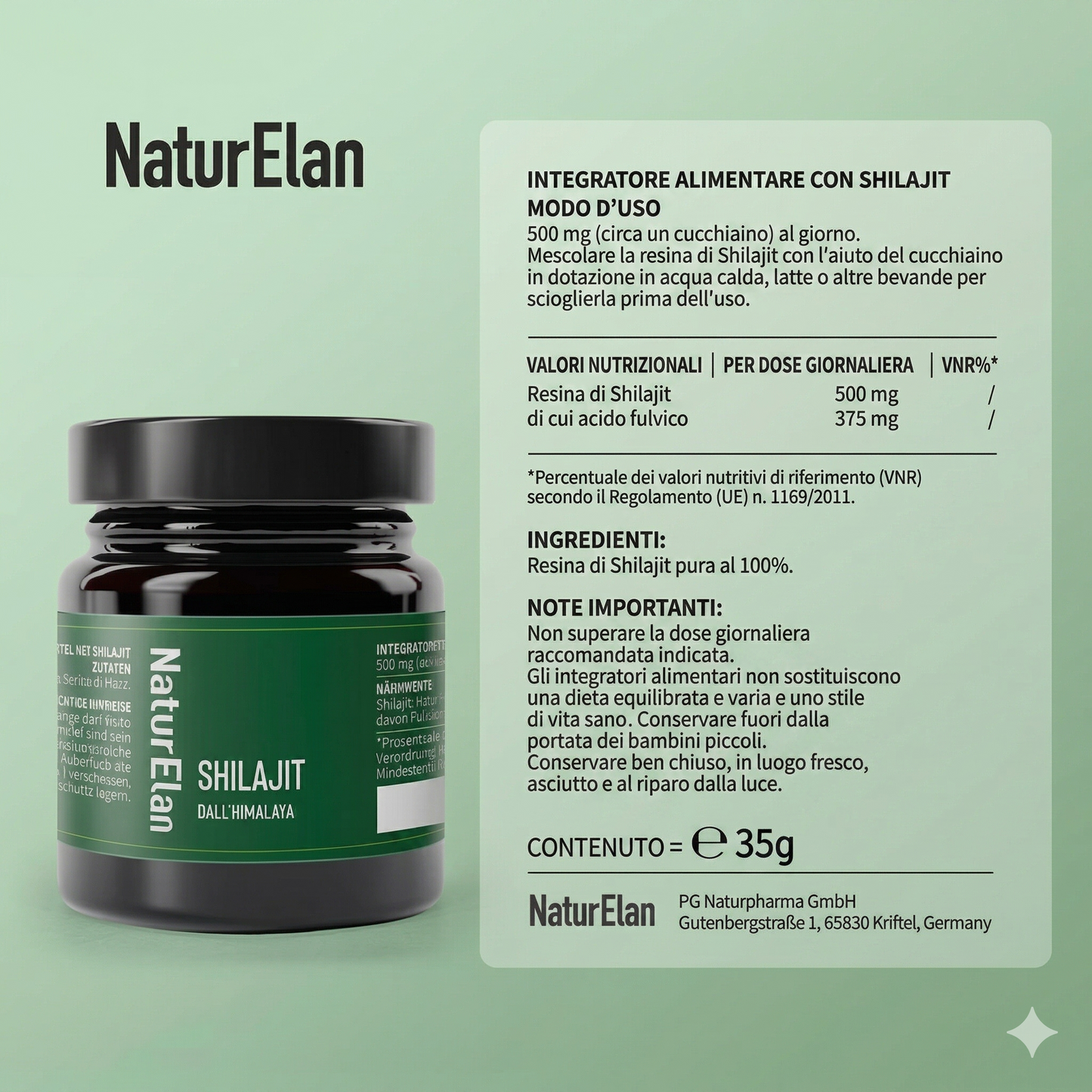 Resina Shilajit originale – 35g di Shilajit dell'Himalaya con acido fulvico