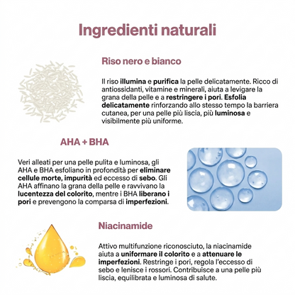 Pori Affinati e Pelle Purificata con Esfoliante al Riso Coreano