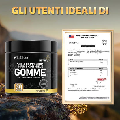 Supporto Naturale Gommose Shilajit Biologico Melograno Miele