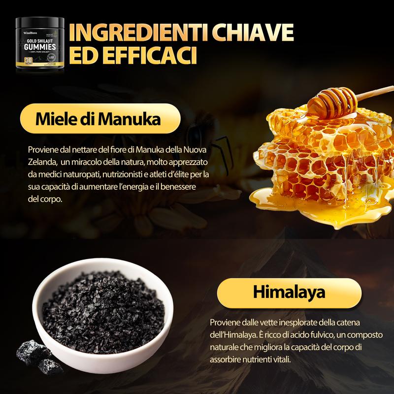 Supporto Naturale Gommose Shilajit Biologico Melograno Miele