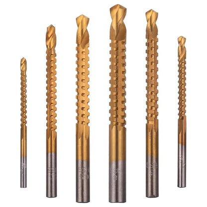 (Confezione da 6) - Foratura Precisa Set Trapano HSS Rivestito Titanio Serrato 3-10mm
