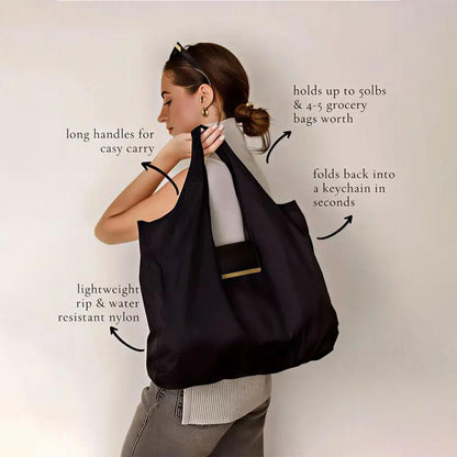 Borsa Pieghevole Resistente in Nylon con Gancio e Regolabile