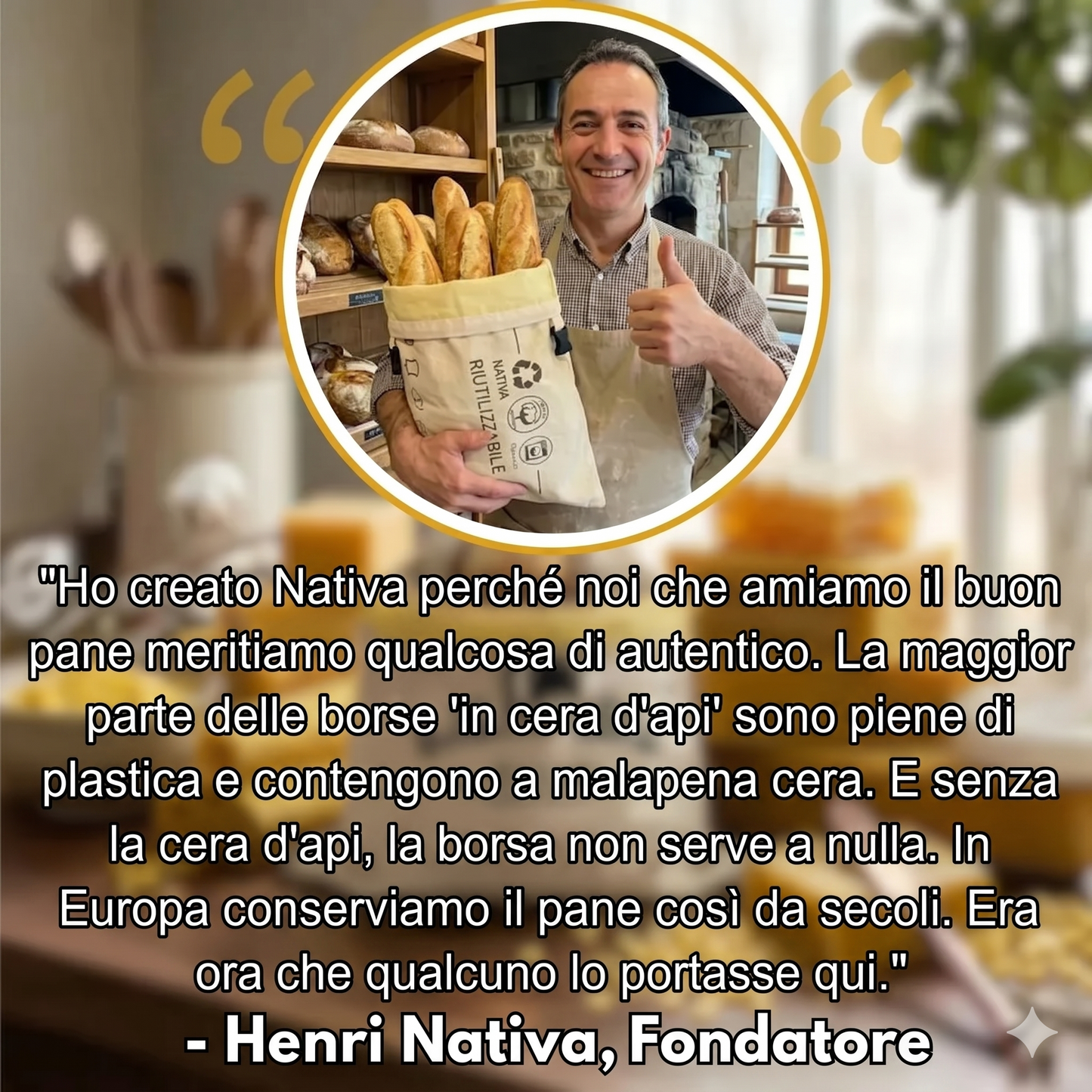 Sacchetti per il pane di alta qualità, realizzati al 100% in cotone e cera d'api.