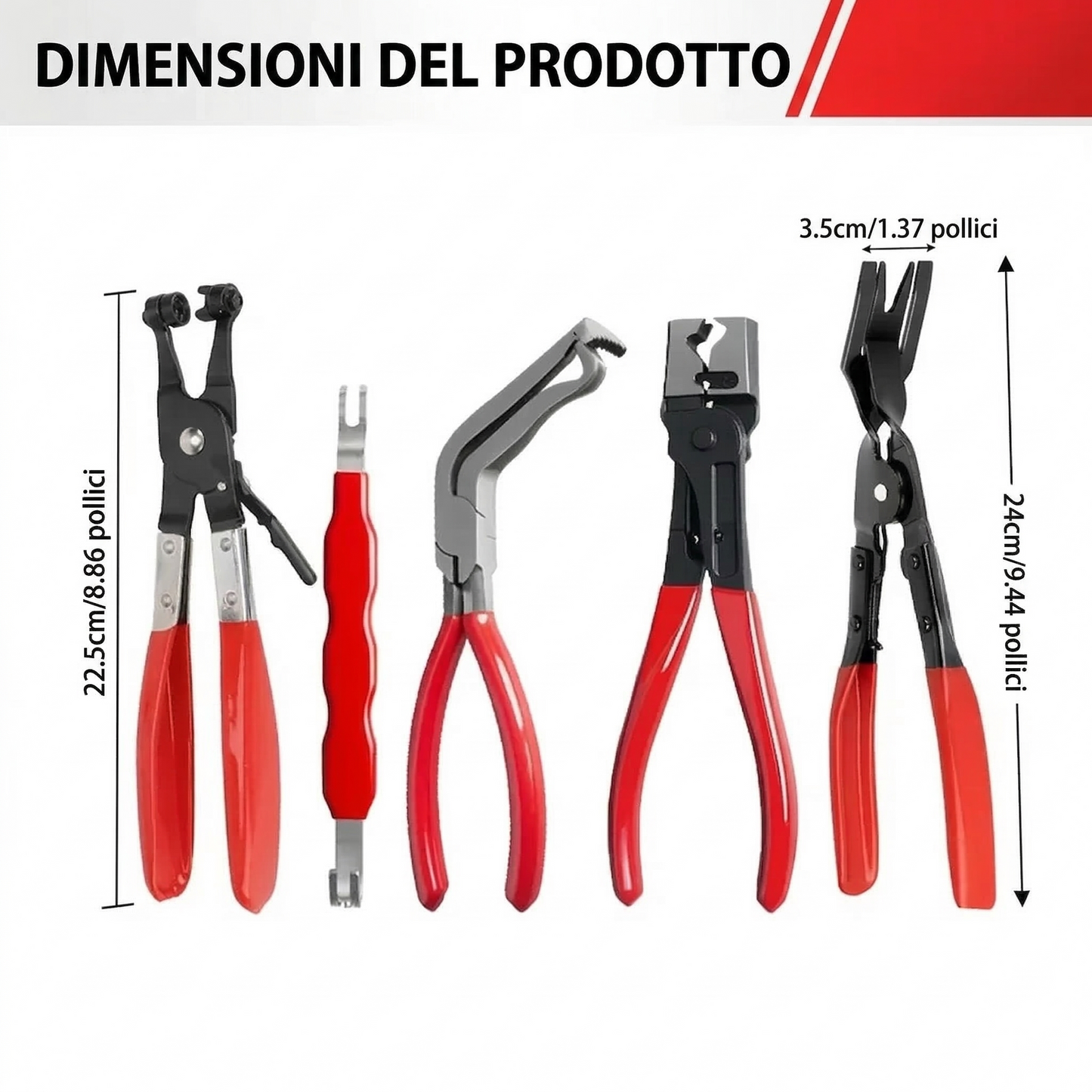 6 pezzi - Kit di pinze per scollegamento e rimozione impianti elettrici auto