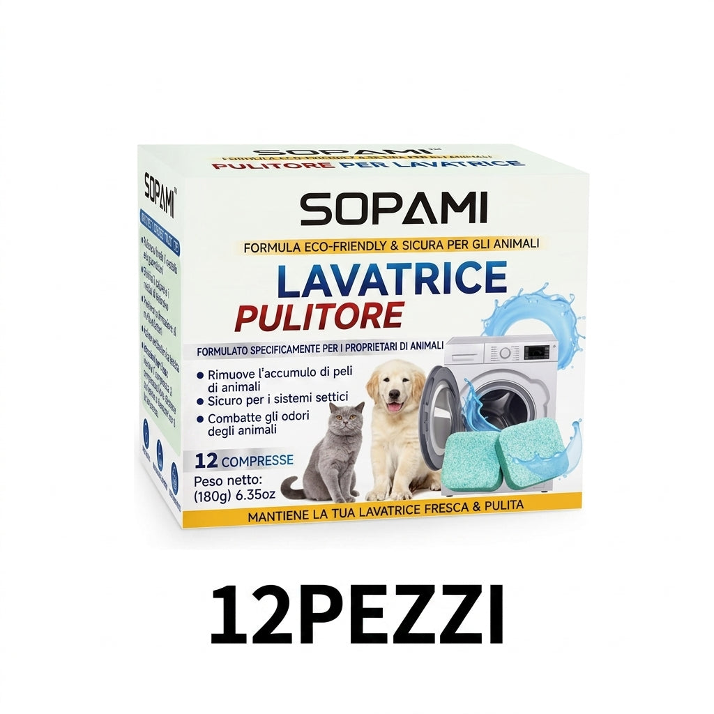 Confezione da 12 - Neutralizza Odori Pulitore Lavatrice Pet-Friendly 12 Compresse