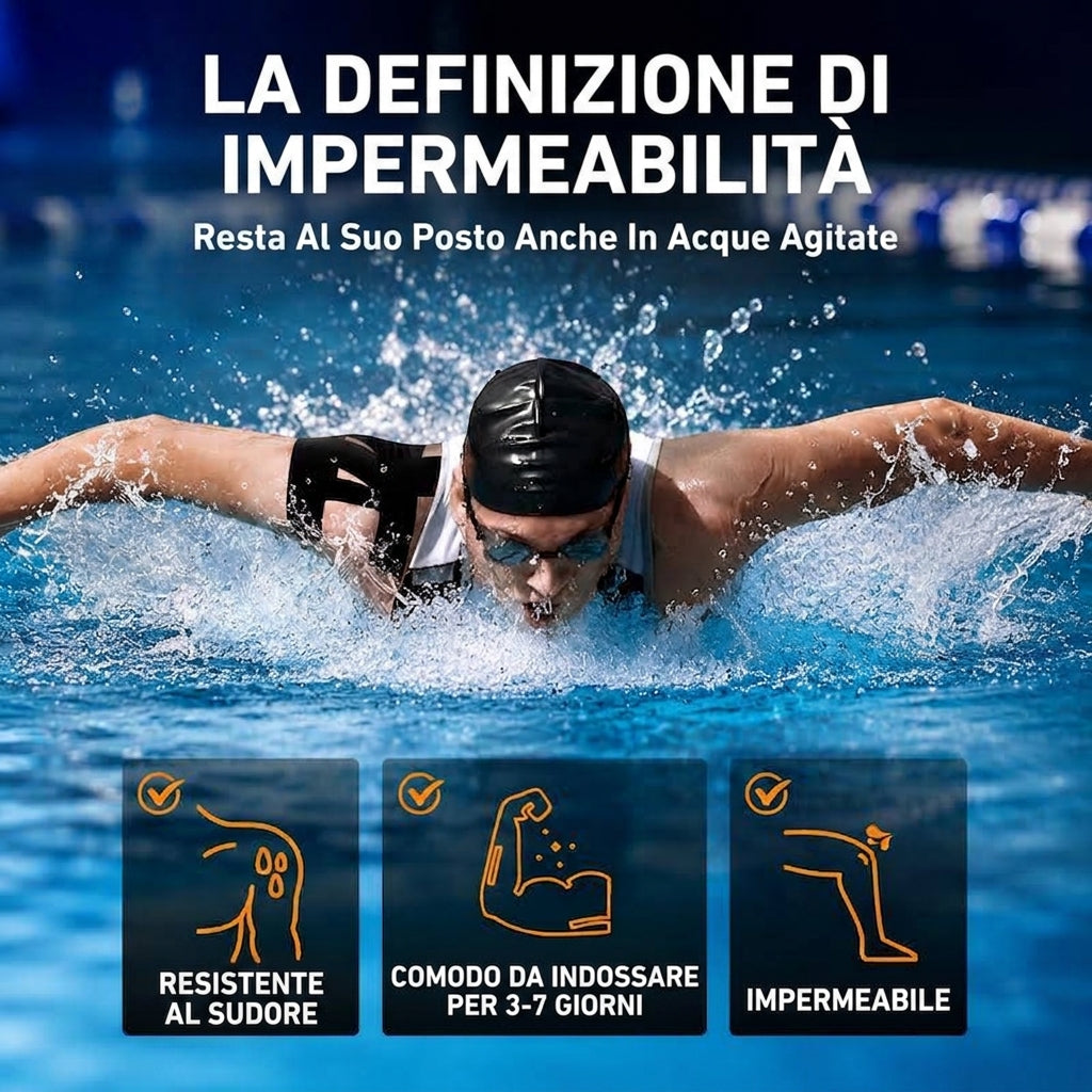 Confezione da 10 - Supporto Spalla Impermeabile con Tape Kinesiologico Pretagliato