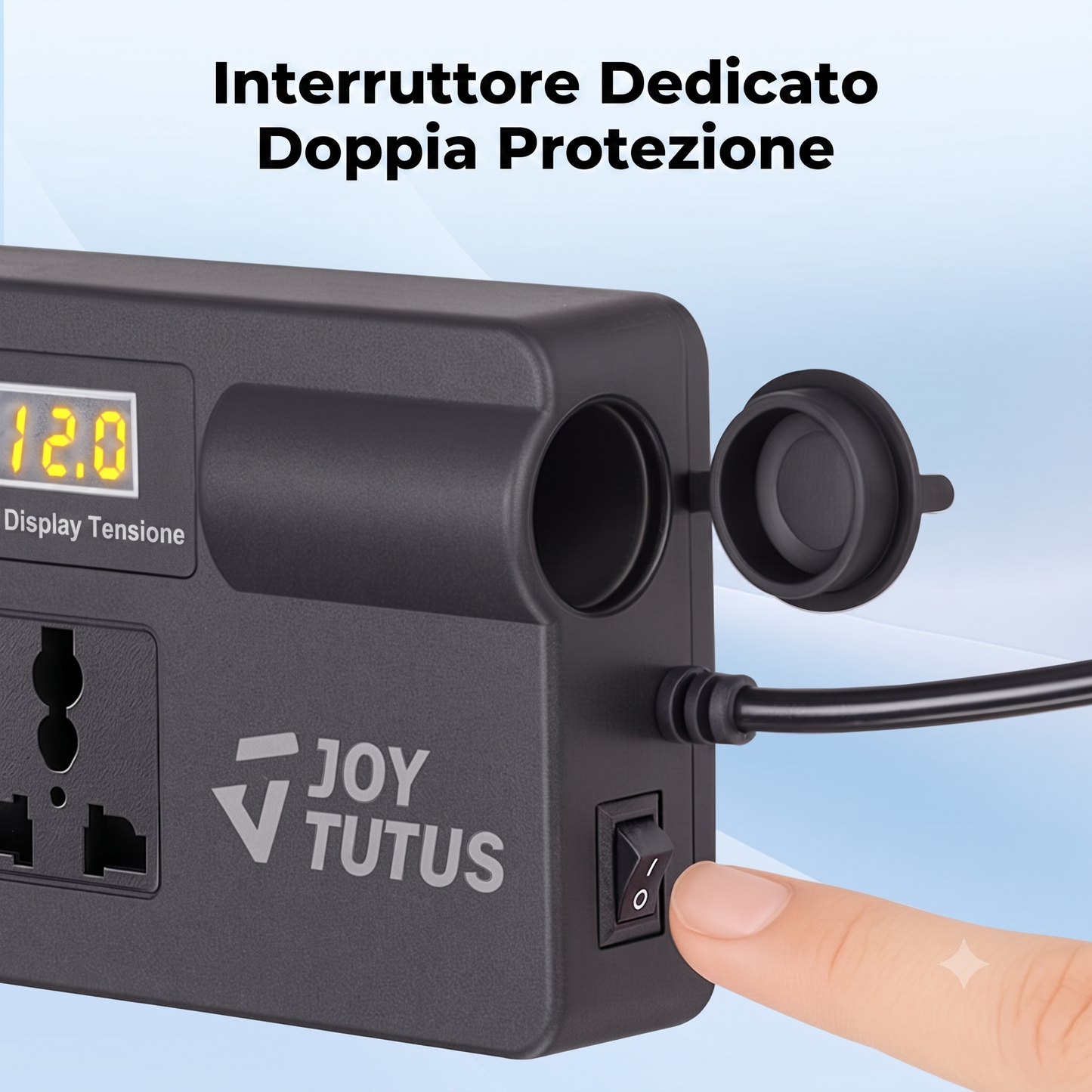 Convertitore 12-24V a 220V con USB QC3.0 e design compatto