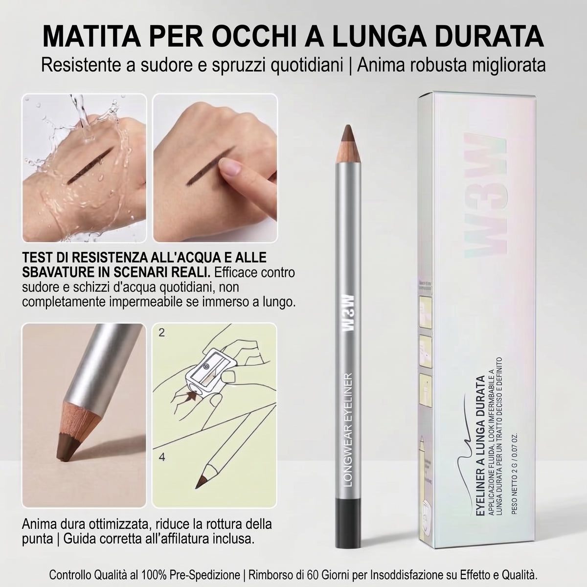 Eyeliner Matita Waterproof 24 Ore Formula Cremosa Resistente