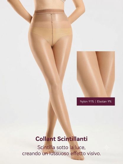 Effetto lucido ultra brillante con calze a vita alta donna