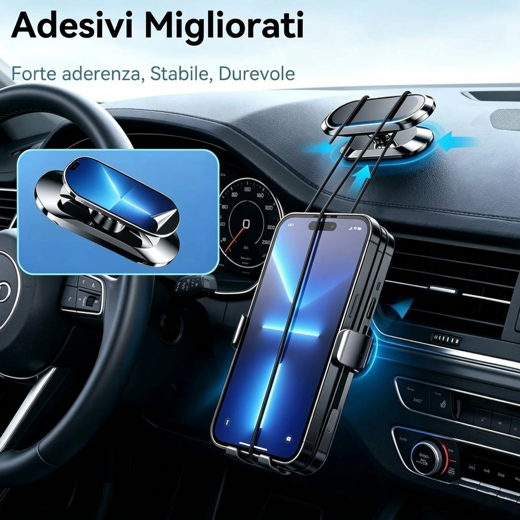 Confezione da 2 - Supporto Auto Magnetico Universale con Rotazione 360° e Ventosa