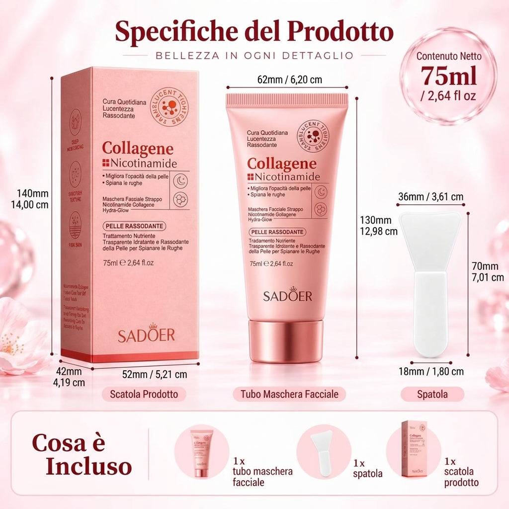 Idratante Maschera Viso Peel-Off Collagene e Niacinamide