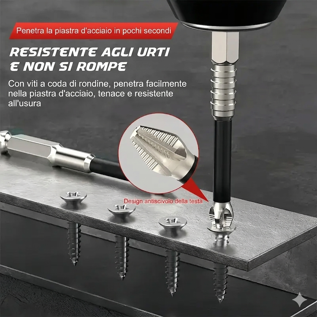 (Confezione da 9) - Resistenza All’Impatto Punta Avvitatore Antiscivolo Magnetica