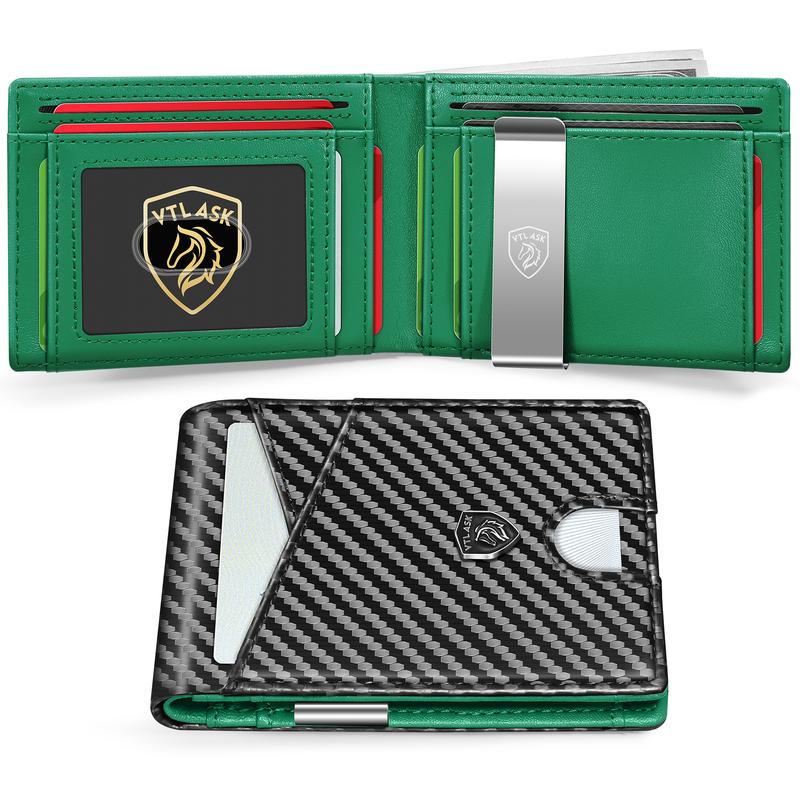 Portafoglio Uomo Slim Bifold Pelle Minimalista Antigraffio RFID