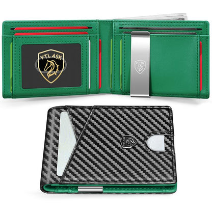 Portafoglio Uomo Slim Bifold Pelle Minimalista Antigraffio RFID