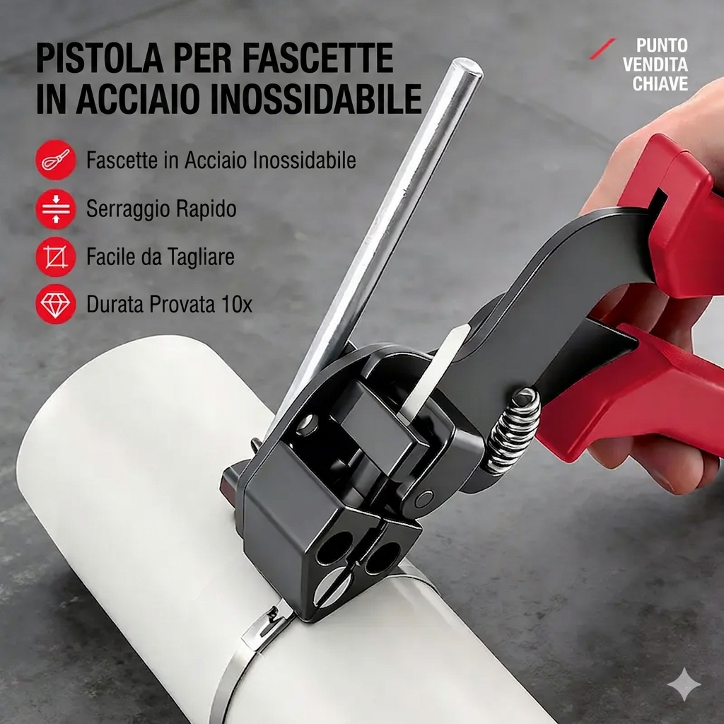 Kit di fascette stringicavo in acciaio inox con 100 fascette da 30 cm resistenti ai raggi UV.