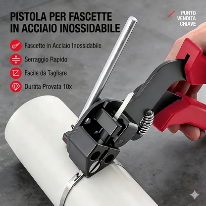 Kit di fascette stringicavo in acciaio inox con 100 fascette da 30 cm resistenti ai raggi UV.