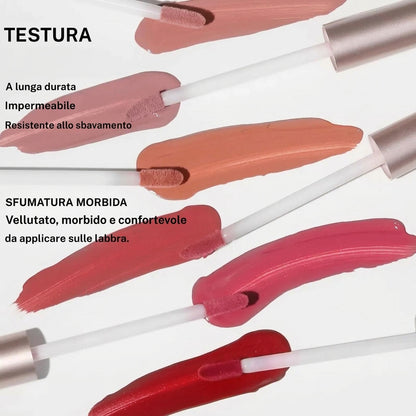 Confezione da 6 - Lunga Durata Lucidalabbra Liquido Effetto Velluto Satinato Kit