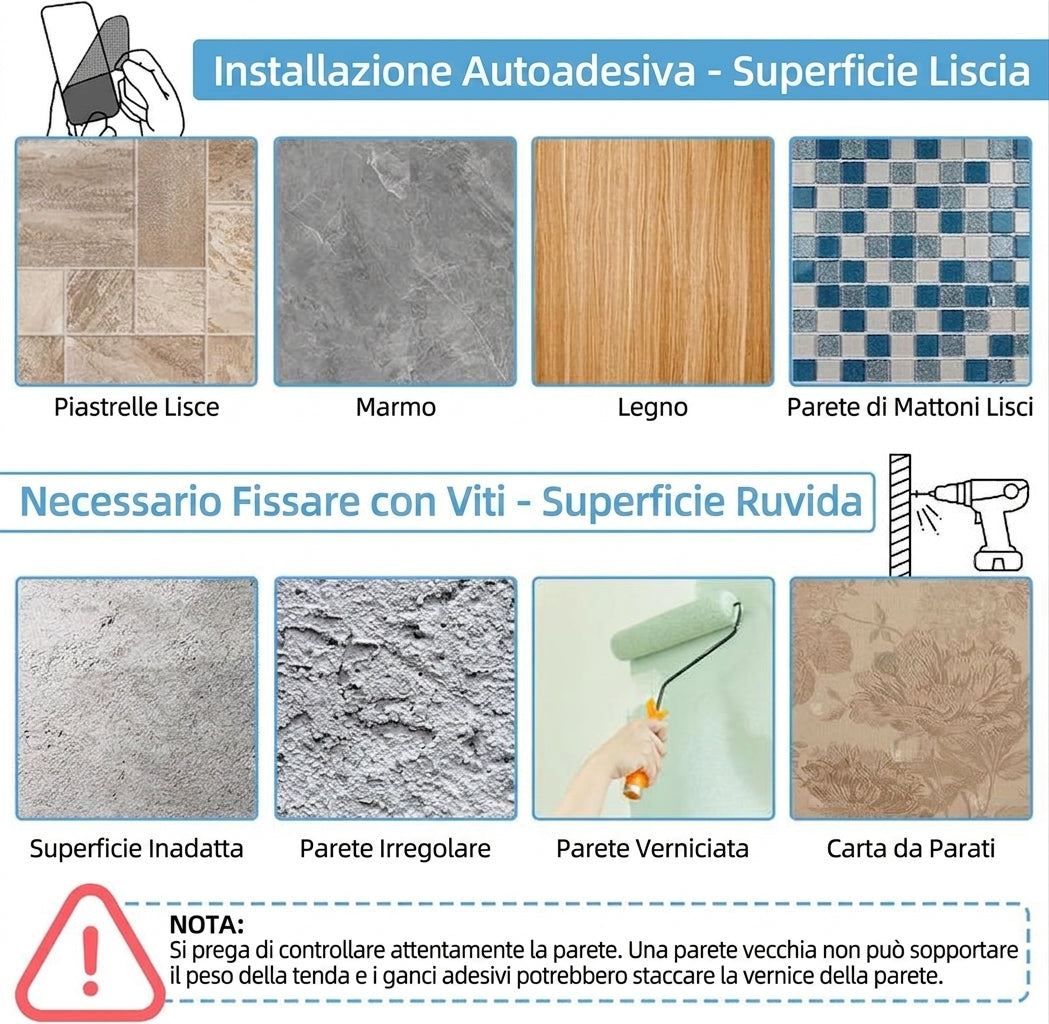 Confezione da 6 - Installazione Facile Supporti Bastoni Tende Senza Fori