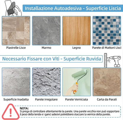 Confezione da 6 - Installazione Facile Supporti Bastoni Tende Senza Fori
