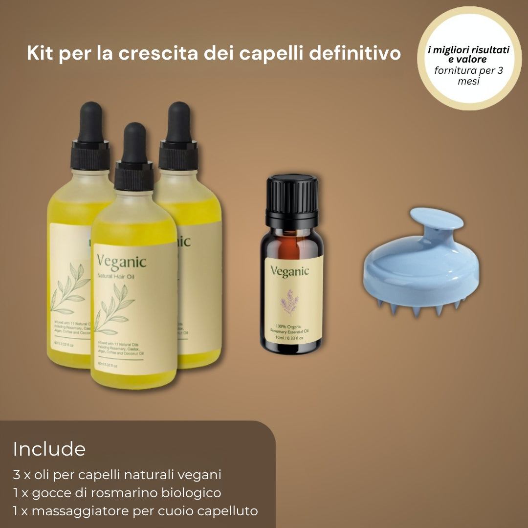Olio per la crescita naturale dei capelli veganic