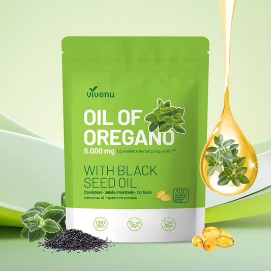 VivoNu Olio di origano 300 capsule con olio di semi neri | Antiossidanti naturali per il benessere fisico | Supporto nutrizionale | Integratore alimentare commestibile a base di sostanze vegetali altamente efficaci
