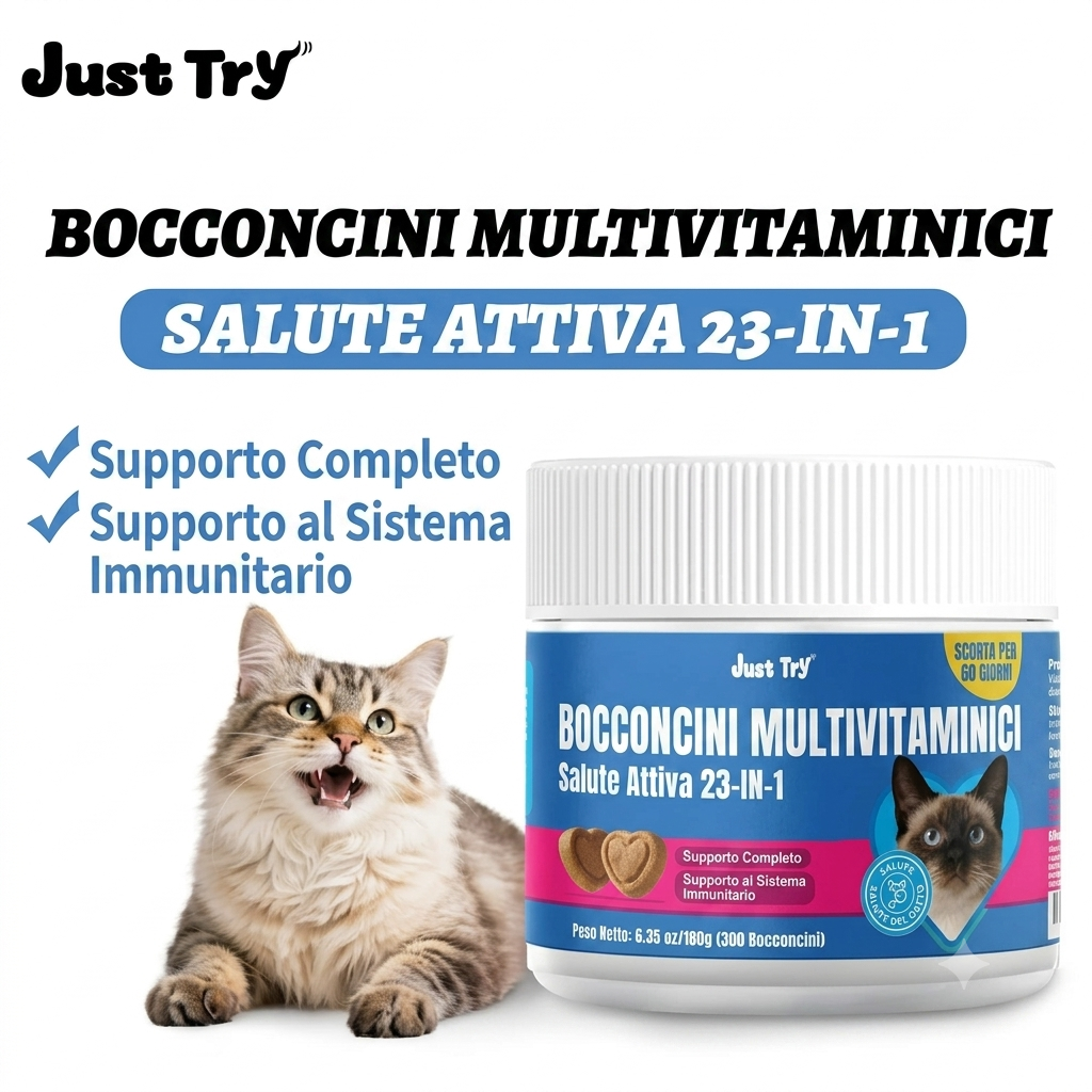 Supporto completo per gatti con multivitaminici 23 in 1 e taurina - 300 bocconcini