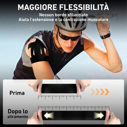 Confezione da 10 - Supporto Spalla Impermeabile con Tape Kinesiologico Pretagliato