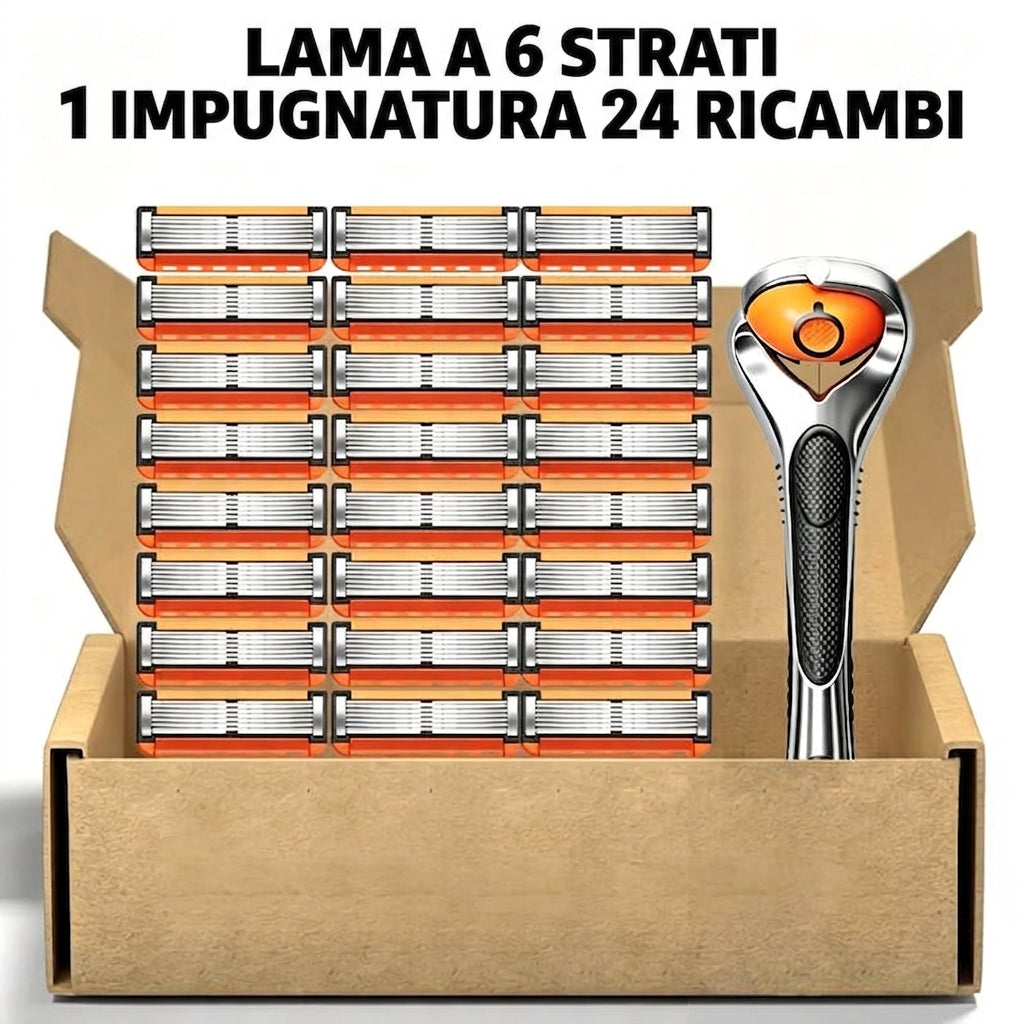 Confezione da 24 - Rasatura Ergonomica con Testina Rotante Lama Affilata Antiscivolo