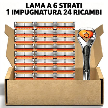 Confezione da 24 - Rasatura Ergonomica con Testina Rotante Lama Affilata Antiscivolo