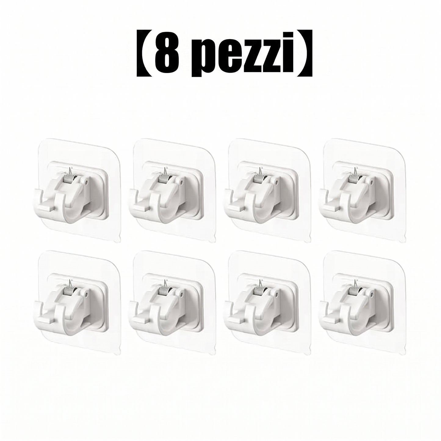 (Confezione da 8) – Supporto Regolabile per Bastoni Tende con Clip Trasparenti