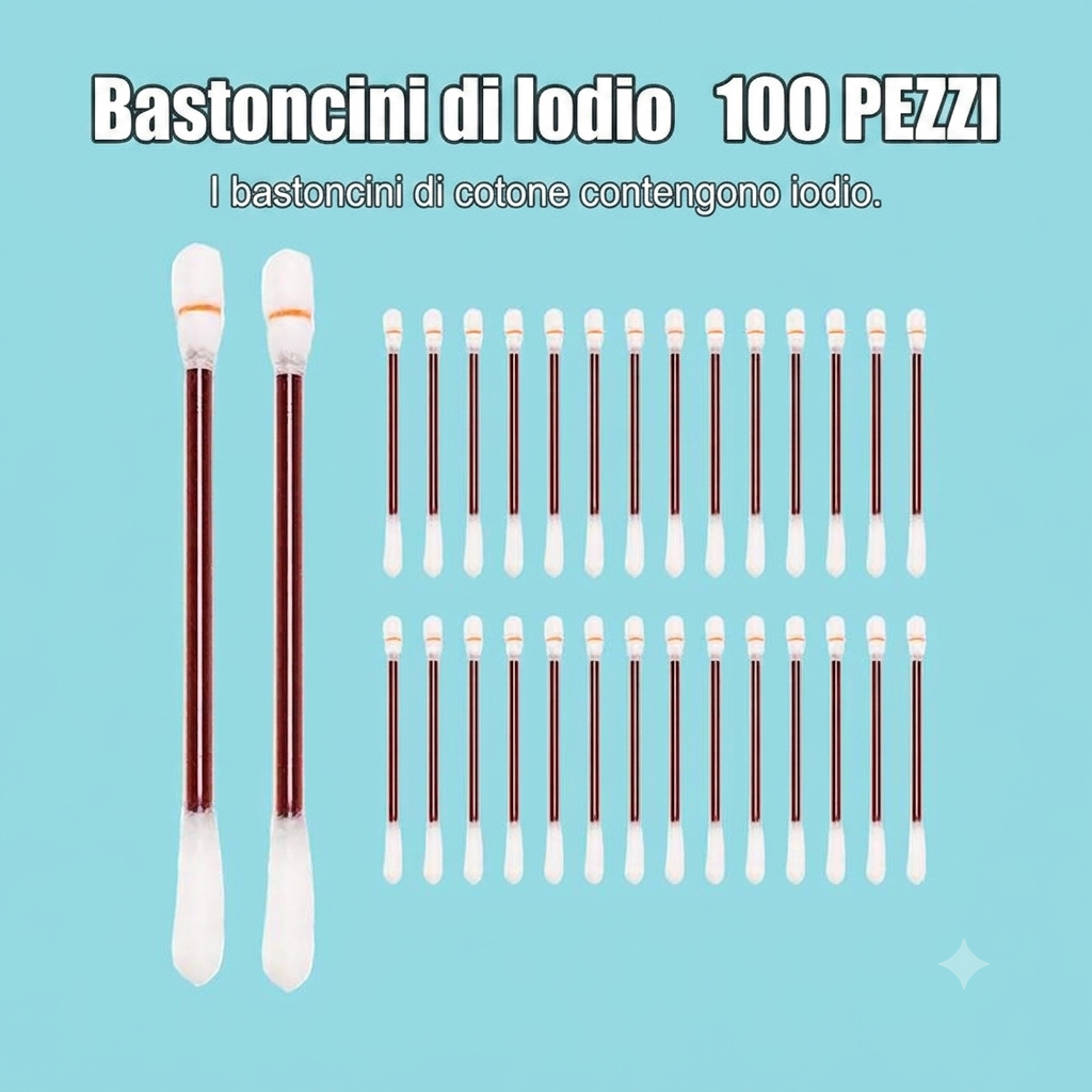 Confezione da 100 - Igiene Portatile Bastoncini Cotone 100% Confezionati