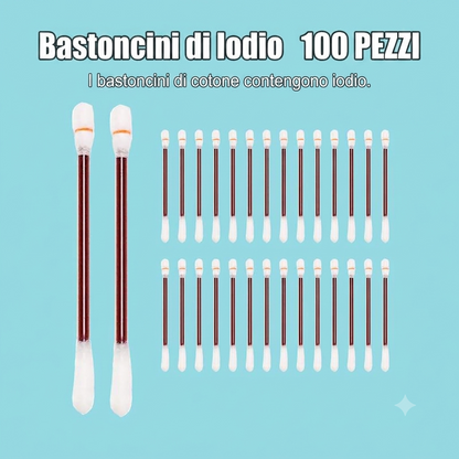 Confezione da 100 - Igiene Portatile Bastoncini Cotone 100% Confezionati