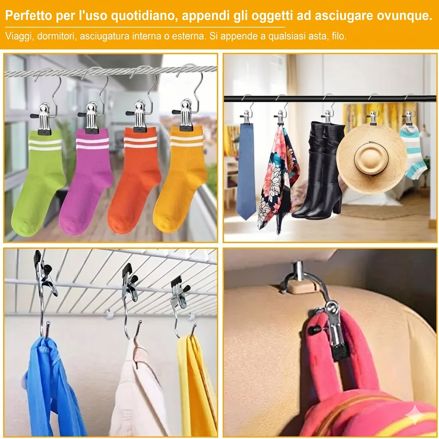 Organizzazione Salvaspazio Ganci Appendiboots in Acciaio Inox