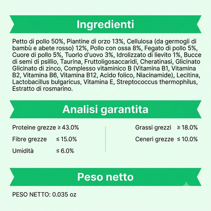 Controllo Palline di Pelo Snack per Gatti con Erba d'Orzo
