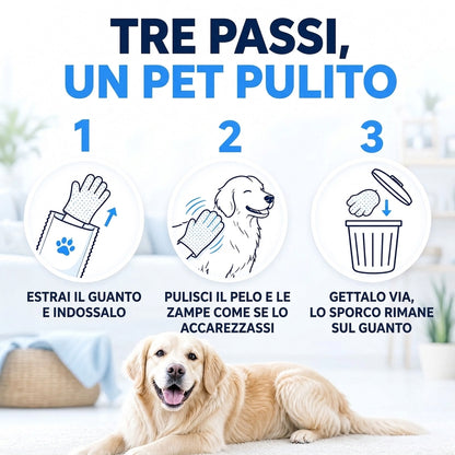 Confezione da 6 - Guanti per lavare cani e gatti
