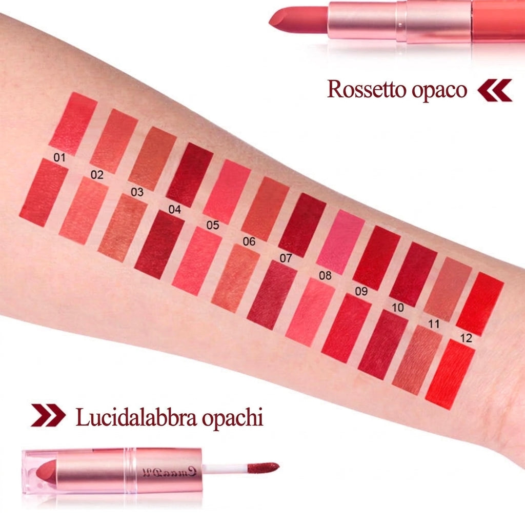 Set di 3 Rossetti Opachi Idratanti a Doppia Punta, a Lunga Durata