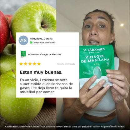 Elimina gonfiore, fame nervosa e guarisci il tuo intestino con le V-Gummies all'aceto di mele.
