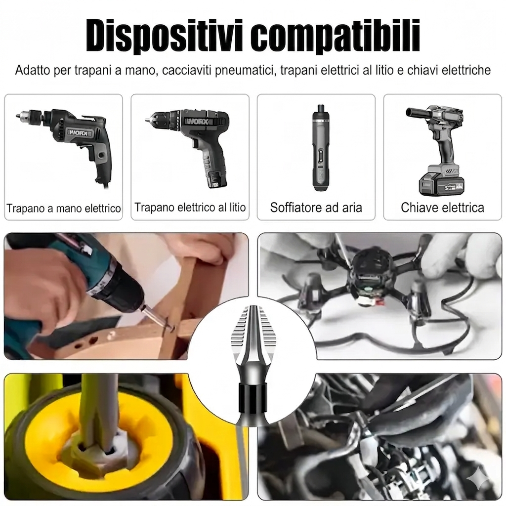 (Confezione da 9) - Resistenza All’Impatto Punta Avvitatore Antiscivolo Magnetica