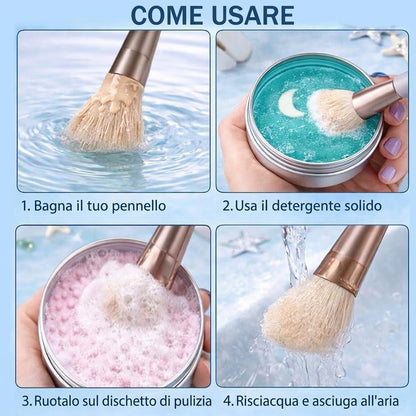 Pulizia Delicata Spazzole Trucco Saponetta Solida Con Spugna