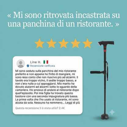 Il bastone che ti aiuta ad alzarti in piedi da solo e a camminare senza paura di cadere.
