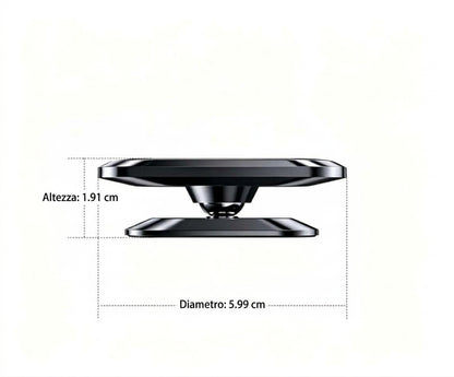 Confezione da 2 - Supporto Auto Magnetico Universale con Rotazione 360° e Ventosa