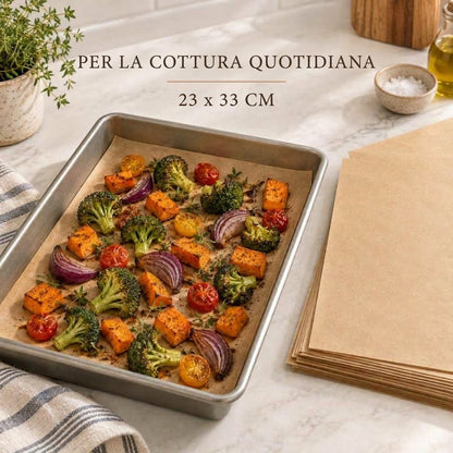 Foglio Carta Forno Antiaderente Rettangolare 100 Pz Resistenti (20 × 25 cm)