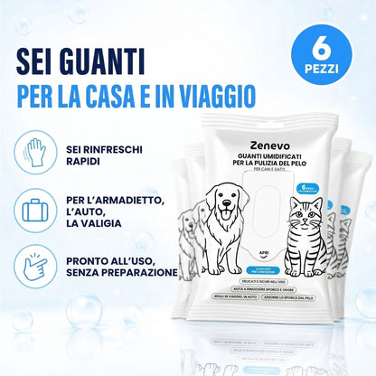 Confezione da 6 - Guanti per lavare cani e gatti