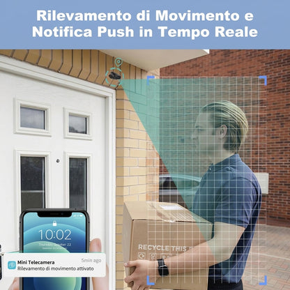 Sicurezza Casa Mini Telecamera WiFi 2K HD Visione Notturna