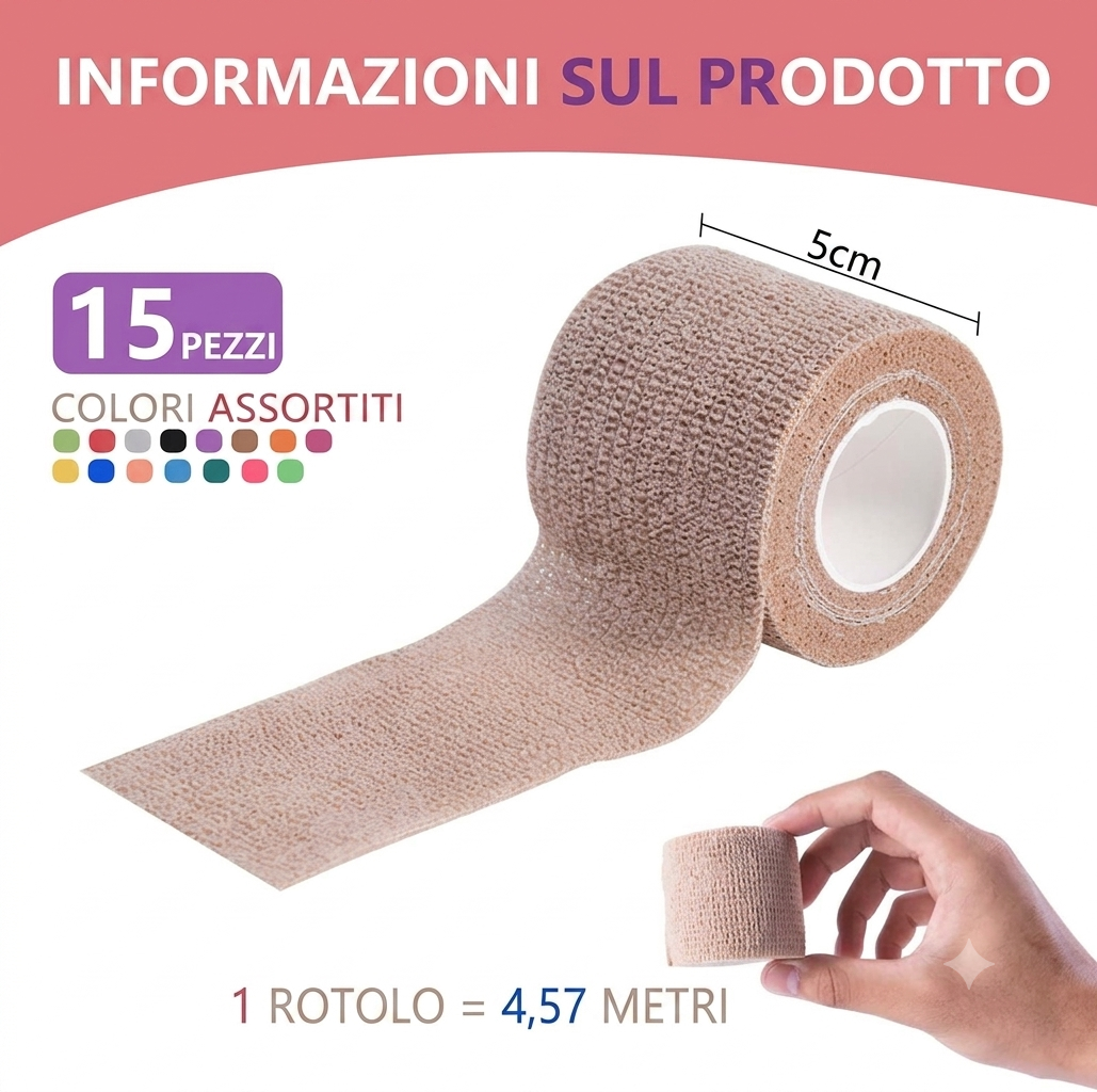Confezione da 10 - Supporto Elastico Traspirante per Caviglia e Gomito, Autoadesivo