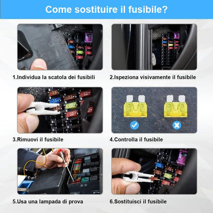 Protezione Sovraccarico Fusibili Auto Zincati Set Colorato 306 Pezzi